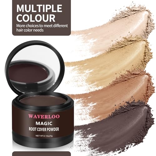 Waverloo Magic Root Cover Up Instantly Conceals High Forehead & Hair Loss - Sweat & Waterproof Root Touch Up Hair Powder for Women & Men (Dark Brown, 4g)