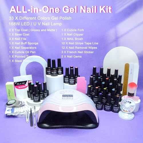 33 Colors Gel Nail Polish Kit With UV Light, 76 Pcs Nail Pink Nude Green Blue Gel Nail Polish Set 168W Nail Lamp, No Wipe Base Top Coat & Manicure Tools Starter Kit DIY Home Salon Gifts
