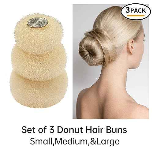 TsMADDTs Donut Bun Maker, 3PCS Hair Bun Maker with 20PCS Bobby Pins Blonde for Ballet Styling