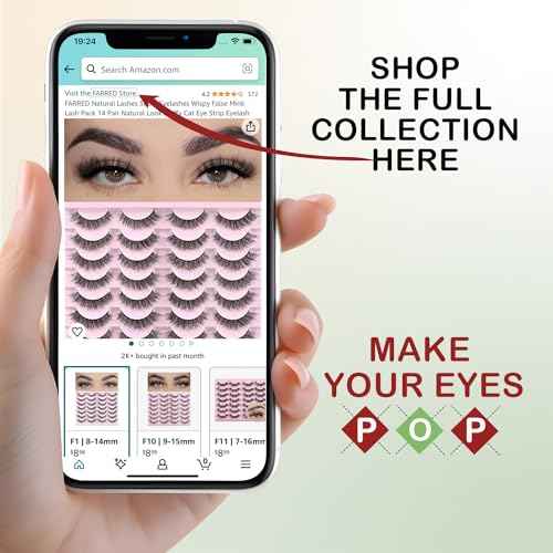 FARRED Natural Lashes Short Eyelashes Wispy False Mink Lash Pack 14 Pair Natural Look Fluffy Cat Eye Strip Eyelash Small Fake Lashes Full Pesta?as Sets for MUA and Beginners Daily Makeup (F1 | 8-14mm)