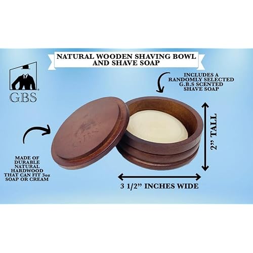 G.B.S GENTS Men's Wood Shaving Bowl & Shave Brush Set ? Premium Shaving Kit with Stand, Synthetic Shave Brush & Signature All Natural Soap ? Grooming Gift for Men,Wet Shaving Essentials