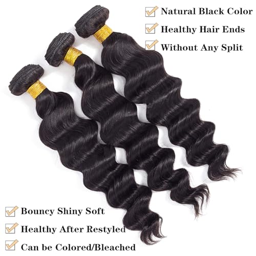 12A Loose Wave Bundles Human Hair 14" 16" 18" 300g 100% Unprocessed Brazilian Virgin Hair Loose Deep Wave Human Hair Weave Bundles Natural Color
