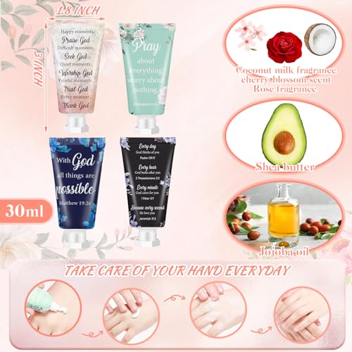 72 Pcs Christian Hand Cream Bulk for Women Breast Cancer Awareness Gifts Christian Gifts in Bulk Bible Mini Travel Size Lotion for Skin Dry Bible Verse Hand Lotion for Mom Grandma Christmas Holiday