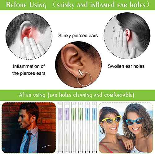 Maitys 360 Pieces Ear Hole Floss Piercing Cleaner Floss Disposable Piercing Aftercare Cleaning Line Ear Hole Care Cleaning Tool for Women Men(Green, Purple, Blue)