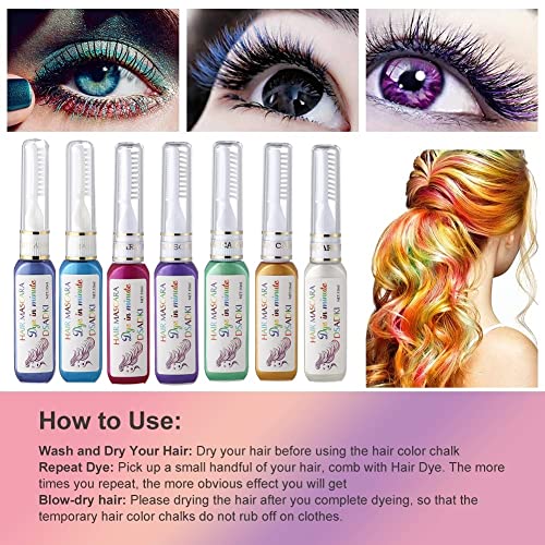 Temporary Hair Color Mascara Washable Hair Dye Stick Non-toxic Instant Hair Chalk Dye for Girls Women (Light Purple)
