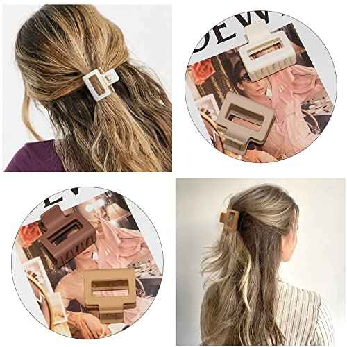 8 Pack Small Claw Clips for Women Girls Double Row Teeth Medium Hair Clips Matte Claw Clips for Thin Hair No Slip Hair Clips for Short Hair Accessories (Dark Series)