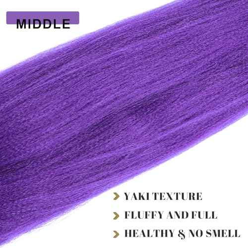 Long Purple Braiding Hair Pre Stretched -Purple Hair Extensions for Braids Synthetic Braiding Hair for Stage Party Halloween Costume Cosplay (purple, 24 Inch(Pack of 2))