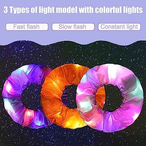 12 Pcs LED Scrunchies, Light Up Scrunchies, Neon Scrunchies Elastic Glow in the Dark Srunchies Rave Accessories for Women Birthday Gift Party Favors Halloween Christmas New Year