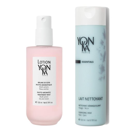 Yon-Ka Lait Nettoyant Cleanser and Lotion PS Toner Set | Gentle Milk Cleanser & Makeup Remover and Toner for Dry or Sensitive Skin | Set of 2, 2 x 6.76 fl oz
