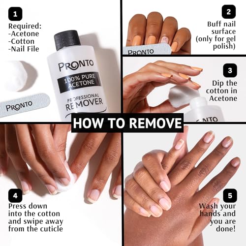Pronto 100% Acetone Gel Nail Polish Remover - Gel Polish Remover for Nails | Acetone Nail Polish Remover For Nails for Removal of Glue, Gel, Acrylic & Dip | Gel Polish Remover, 8 Fl oz