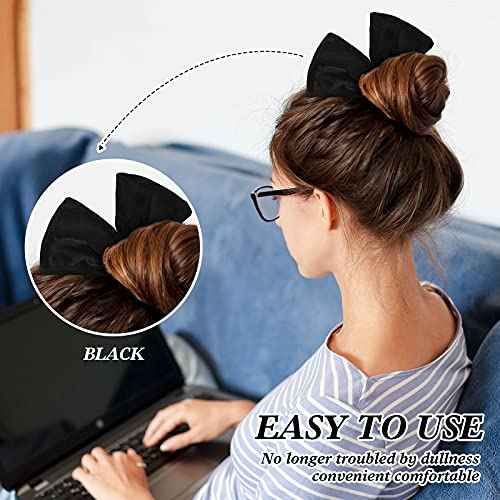 4 Pieces Deft Hair Bun Maker Doughnut Hair Bun French Hairstyle(Black, Khaki, White, Gray)