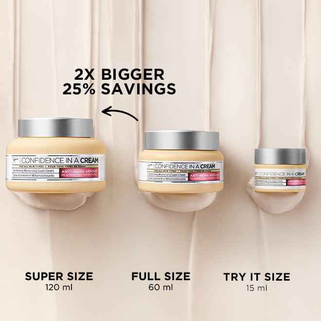 IT Cosmetics Confidence in a Cream Jumbo - Hydrating & Anti Aging Face Moisturizer, Visibly Reduces Fine Lines & Wrinkles, Up To 48H Hydration, Repairs Skin Barrier, Squalane & Ceramides - 4 fl oz