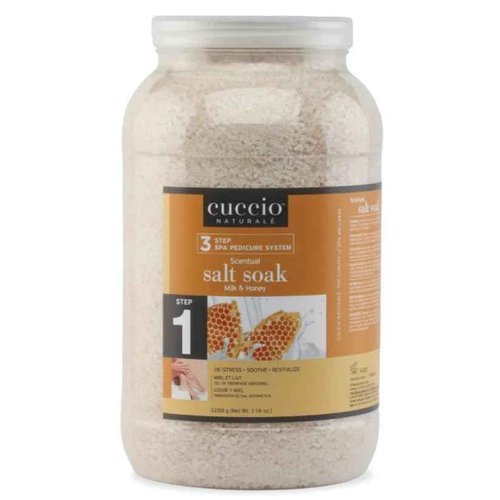 Cuccio Luxury Spa Scentual Salt Soak – Milk and Honey Bath Salts for Hands, Feet, and Body – Soothing and Revitalizing – 116 Ounces