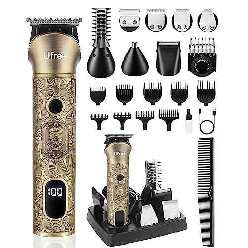 Ufree Beard Trimmer for Men, Electric Razor Shaver, Cordless Hair Clipper Shaving Kit for Mustache Body Nose Ear Hair Facial, Adjustable Beard Grooming Kit Birthday Gifts for Men