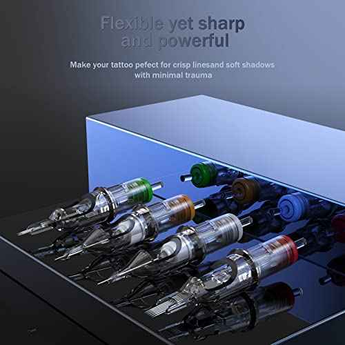 EZ Tattoo Cartridge Needles - 20Pcs #12 (7RL) Standard Round Liner Disposable Tattoo Needles Cartridges for Rotary Tattoo Machine Pen Gun - Revolution