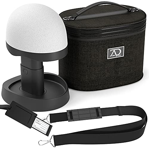 Wig Travel Case - 8"-12" High Wig Box with Collapsible Wig Stand - Dome Foam Wig Head Stand in Zipper Carrying Case w/Handle for Safe Traveling Storage of Wigs, Lace Front Cap, Toupee (Denim Black)