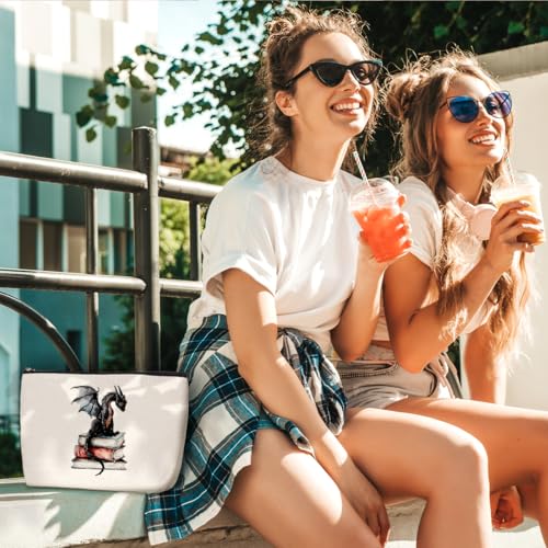 Fantasy Dragon Makeup Bag Fantasy Book Lovers Gifts Bookish Gifts Cosmetic Bag Halloween Christmas Birthday Gifts for Readers Women Girls Friends Sisters Book Accessories Travel Toiletry Bag