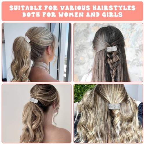 8pcs Sparkly Rhinestone Hair Ties,Crystal Ponytail Holders,Elastic Scrunchies,for Thin Thick Hair Rhinestone Scrunchies Accessories for Women Girls Silver