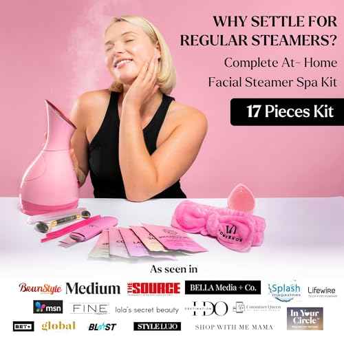 Facial Steamer Spa Kit with Complimentary 17 Skin Care Tools | Face Steamer for Facial Deep Cleaning with Towel Warmer & Humidifier Mode| Self Care Gifts for Women, Spa Gifts, Birthday Gifts for Women
