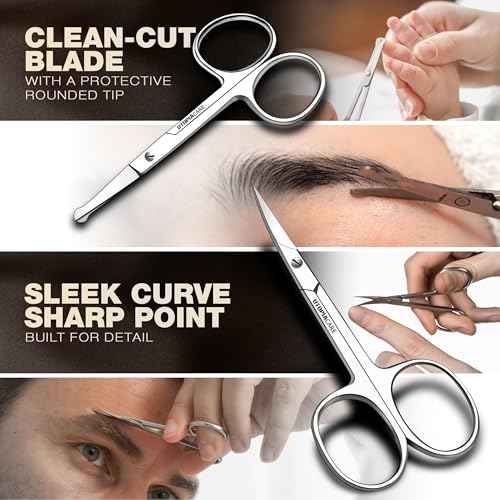 Utopia Care Eyebrow Scissors, Professional Stainless Steel Small Shears for Men and Women, Nose Hair Scissors for Grooming Mustache, Beard, Eyelashes, Ear Hair Trimming, Silver