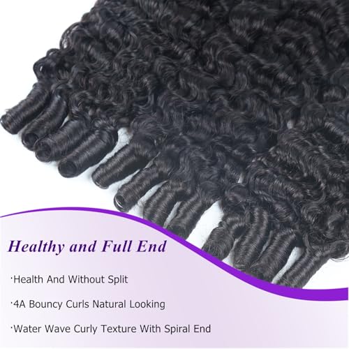 Burmese Curly Bundles Human Hair 14 16 18 Inches 3 Bundles 3C4A Water Wave Quick Weave with Spiral Curly End 100% Raw Human Hair Bundles Curly Hair Extensions for Women Natural Black