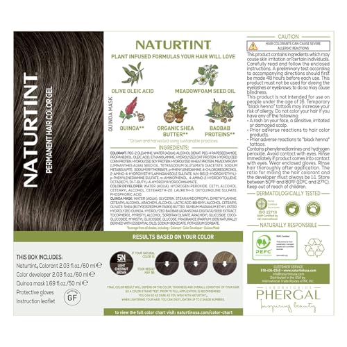 Naturtint 5N Light Chestnut Brown Permanent Hair Color (Pack of 1), Ammonia Free, Vegan, Cruelty Free, up to 100% Gray Coverage, Long Lasting Results (Packaging may vary)