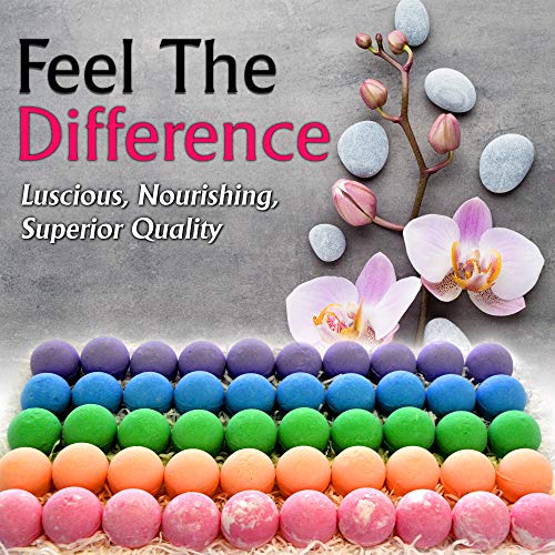 Relaxing Bath Bombs for Men & Women! 50 Wholesale Bath Bombs Individually Wrapped. Bulk Aromatherapy Essential Oil Bath Bombs for Adults Teens Kids! Bath Fizzies #1 Best Pampering Gifts for Women!