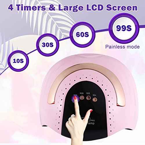 268W UV LED Light Lamp Nail Dryer for Gel Polish with 57 pcs Dual Light Beads 4 Timer Setting and Automatic Sensor (White)