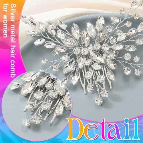 Easedaily Bride Wedding Hair Comb Silver Crystal Hair Pieces Rhinestone Headpieces Bridal Clip Side Combs Hair Accessories for Women and Girls