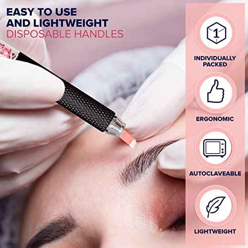 Microblading Supplies 10 Piece Double Sided Manual Tattoo Pen Kit for Permanent Makeup Supplies | Durable Aluminum Pen With Lock-Pin Tech & Ergonomic Grip | Shape Eye Brows, Black