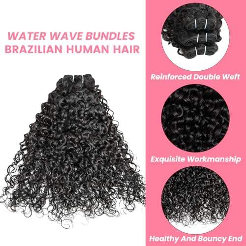 12A Human Hair Bundles Water Wave Bundles Human Hair,3 Bundles 22 24 26 Inch Triple Lifespan Virgin Remy Hair£¬100% Unprocessed Brazilian Virgin Hair£¬Weft Wet and Wavy Extensions for Black Women