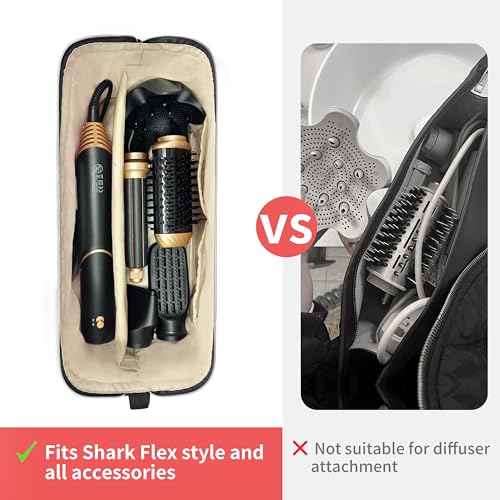 Shark Flex Style Case,Hair Tools Travel Organizer, Holds FlexFusion Attachments, Blow Dryer, Curling Iron, Styling Tools (Black)