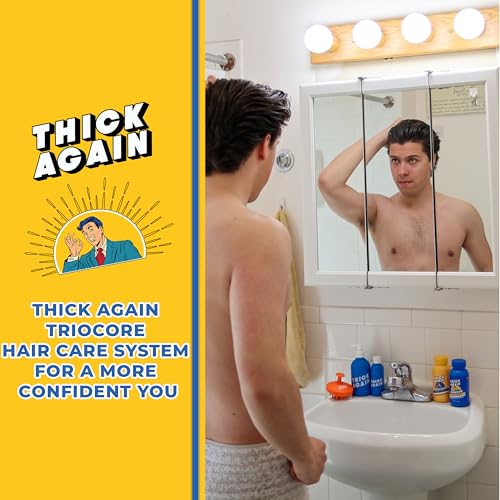 Men's Hair Thickening Shampoo & Conditioner System with TrioCore Scalp Care Technology - Natural Solution for Fuller, Thicker-Looking Hair - Biotin Formula (30 Day, Sandalwood)