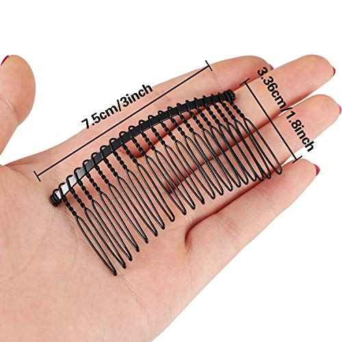 Hicarer 5 Pcs Black Metal Wire Hair Combs, 20 Teeth Wire Twist Bridal Wedding Veil Combs