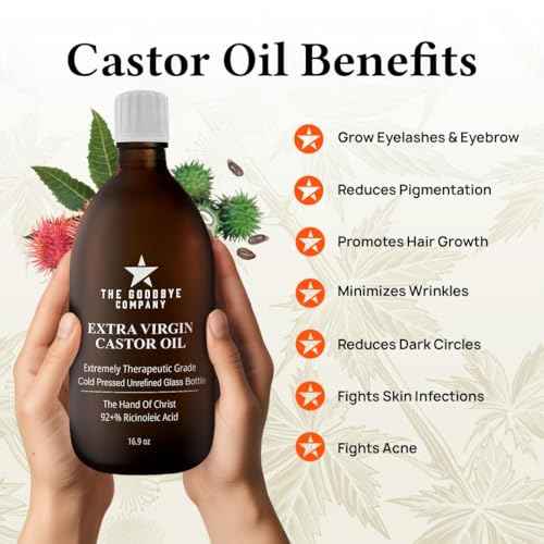 Premium Organic Cold-Pressed Castor Oil - 16.9 oz Glass Bottle, Hexane-Free, Small Batch, Extra Virgin, Ethically Sourced for Hair Growth, Skin Care, Lashes, Brows & Castor Oil Packs