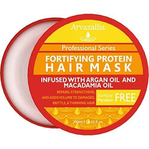 Arvazallia Fortifying Protein Hair Mask and Deep Conditioner with Argan Oil and Macadamia Oil Hair Repair Treatment for Damaged, Brittle, or Thinning Hair - Promotes Natural Hair Growth