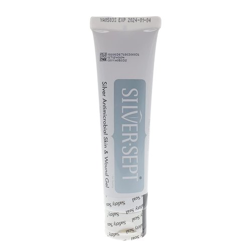Silver-Sept 3 oz (Pack of 2) Silver Skin and Wound Gel | Silversept Tube for Foot and Leg Treatment, Silver Cream for Scar Care and GeoMetal™ Gauze Pad