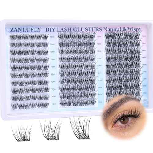 Lash Clusters Wispy Eyelash Clusters Natural CC-Curly Cluster Lashes zanlufly Wispy Individual Lashes 180Pcs Eyelash Extension 10 12 14MM DIY Lash Extension