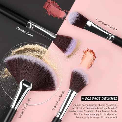 Makeup Brush Set, SOLVE 32 Pieces Professional Makeup Brushes Wooden Handle Cosmetics Brushes Foundation Concealer Powder Face Eye Make up Brushes Kit, Black