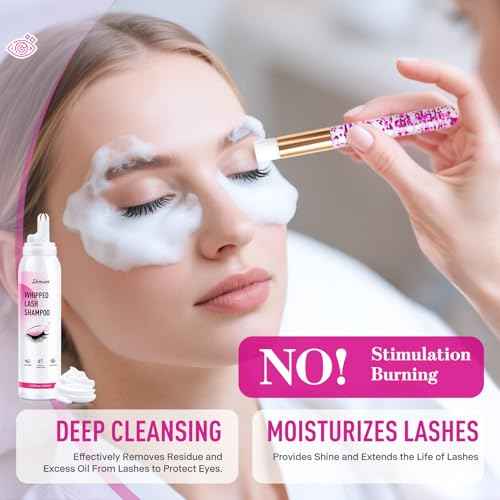 Whipped Lash Cream Shampoo-Shmian 3X Concentrated Foam Cleanser, 100ML Unscented Eyelash Extension Cleaning Kit for Home and Salon Use