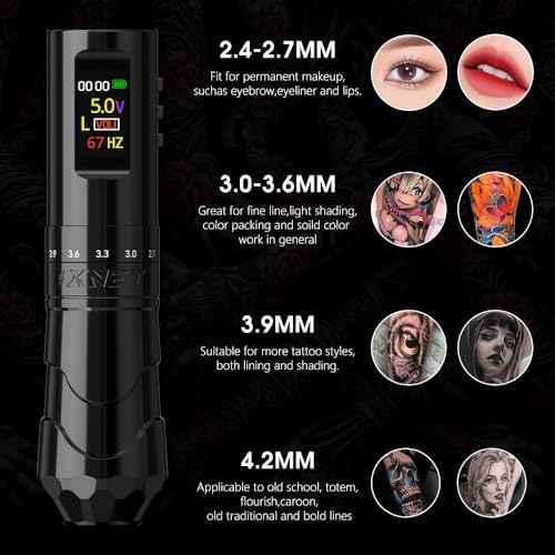Tattoo Gun Kit£¬Xnet Void Tattoo Machine with 7 Adjustable Strokes, Professional Tattoo Guns with Extra 1800 mAh Battery£¬20pcs X-ray Mixed Sizes Cartridge Needles for Tattoo Artists