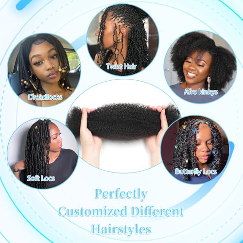 Afro Kinkys Bulk Human Hair 16 Inch Afro Kinky-Curly Human Hair Bulk for Twist Dreadlock Extensions Locs Repair Soft 4C Curly for Braids 6 Bundles 105 Gram Natural Color#