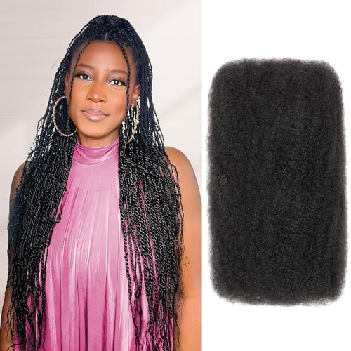 Afro Kinkys Bulk Human Hair, 22 Inch 50G/Pack Soft 4C Afro Kinky-Curly Human Hair Bulk for Twist Dreadlocks Extensions Repair Locs Natural Black 1 Pack (1B, 22inch)