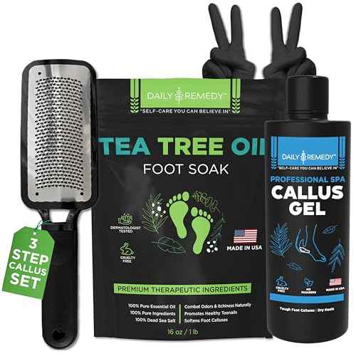 Foot Callus Remover Gel Set - Professional Callus Remover for Feet, Calloused Feet Remover Gel - Pedicure Kit & Foot Spa Tools - Feet Callus Remover - 8oz w/ 16oz Tea Tree Oil Foot Soak - USA