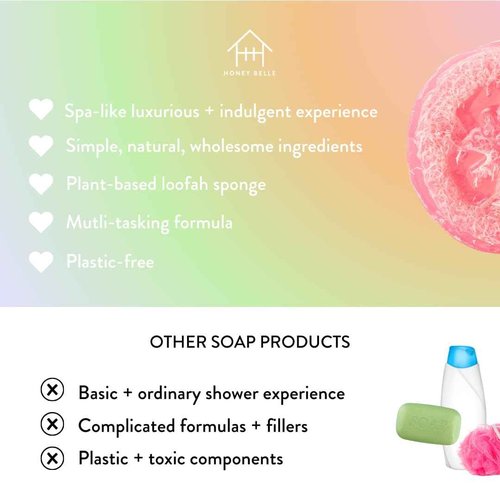 Honey Belle Exfoliating Loofah Soap Bar Top Selling 5 Pack | Exfoliating Soap Scrub with Loofah Inside | Eco-Friendly, Plant-Based, Moisturizing, All-Natural Soap with Built In Loofah