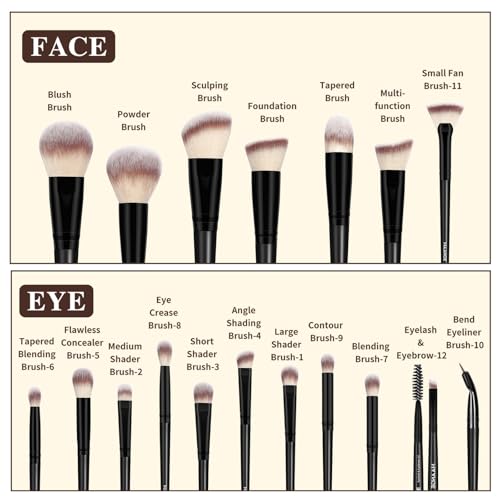 MAANGE 37 Pcs Makeup Brush Set Premium Synthetic Make Up Brushes Foundation Eye Shadow Powder Concealers Brushes Set for Beginners & Professional Makeup Tool Set (Black)