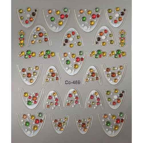 5D Embossed Colorful Rhinestone Nail Stickers for Nail Art Gold Line Nail Art Stickers 3D Self-Adhesive Christmas Nail Decals Winter Xmas Nail Supplies for Women Girls Manicure DIY