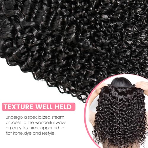 12A Human Hair Bundles Water Wave Bundles Human Hair,3 Bundles 22 24 26 Inch Triple Lifespan Virgin Remy Hair£¬100% Unprocessed Brazilian Virgin Hair£¬Weft Wet and Wavy Extensions for Black Women