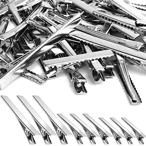 70 Pcs Alligator Hair Clips, 3 Sizes Oversized Metal Silver Hair Bow Clips Single Prong Hairdressing Salon Hair Grip DIY Accessories Hairpins for Women Bows Making Crafts (3.9-2.2-1.8 inch)
