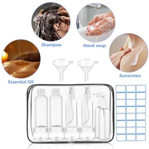 14 Pack Travel Bottles for Toiletries - TSA Approved Leak-Proof Squeezable Containers for Shampoo, Conditioner, Lotion, and Body Wash - Convenient and Practical Travel Accessories